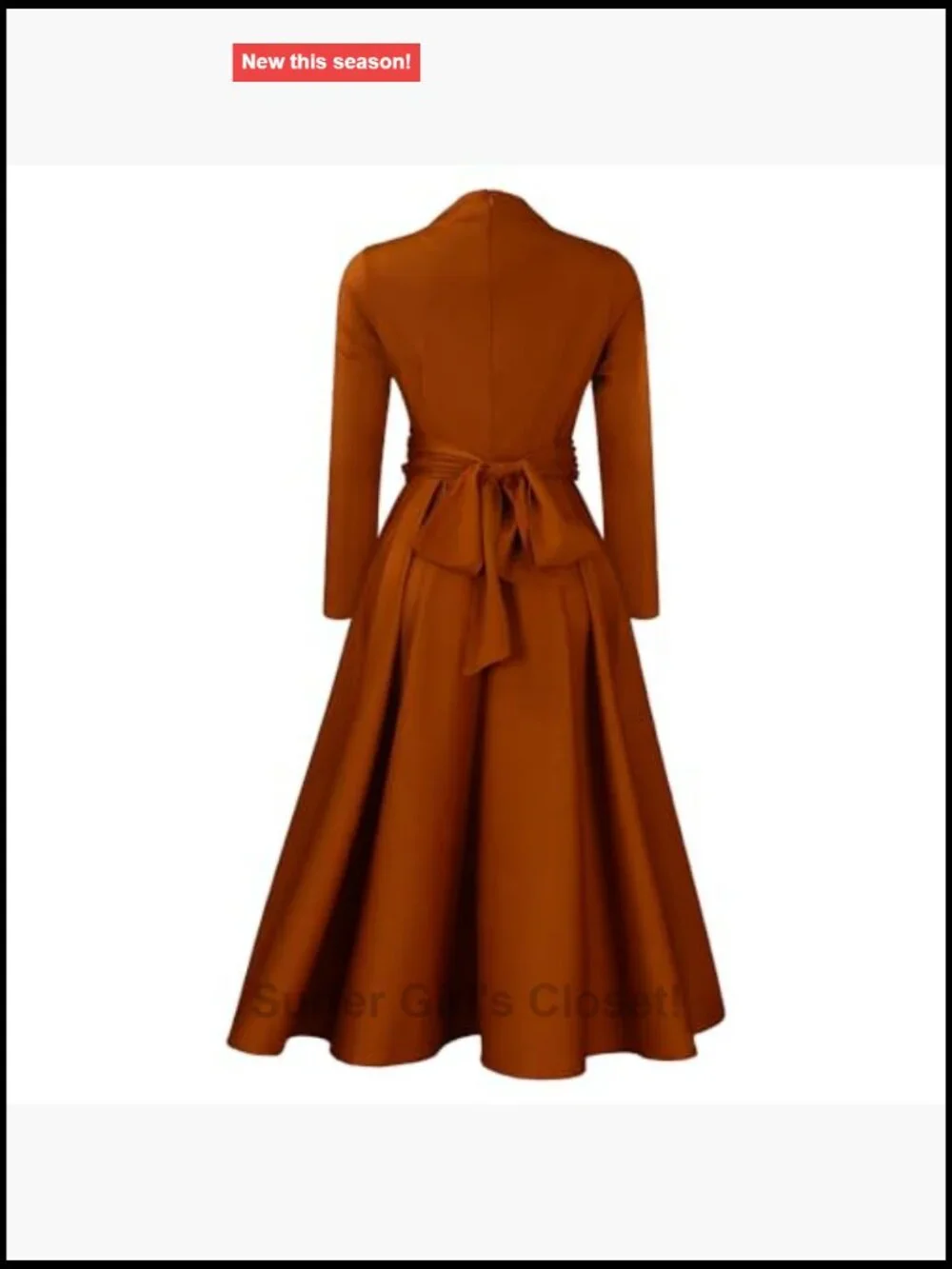 Elegant Long Sleeve A-Line Swing Dress High Waist Flowy Maxi Formal Party